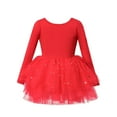 thumbnail image 3 of Wdgfv Girls Ballet Tutu Dress Long Sleeve Chiffon Performance Dance Outfit Elastic Waistband Spring Summer Recital Ballerina Ages 3 10 Years Red 3-4 Years, 3 of 8