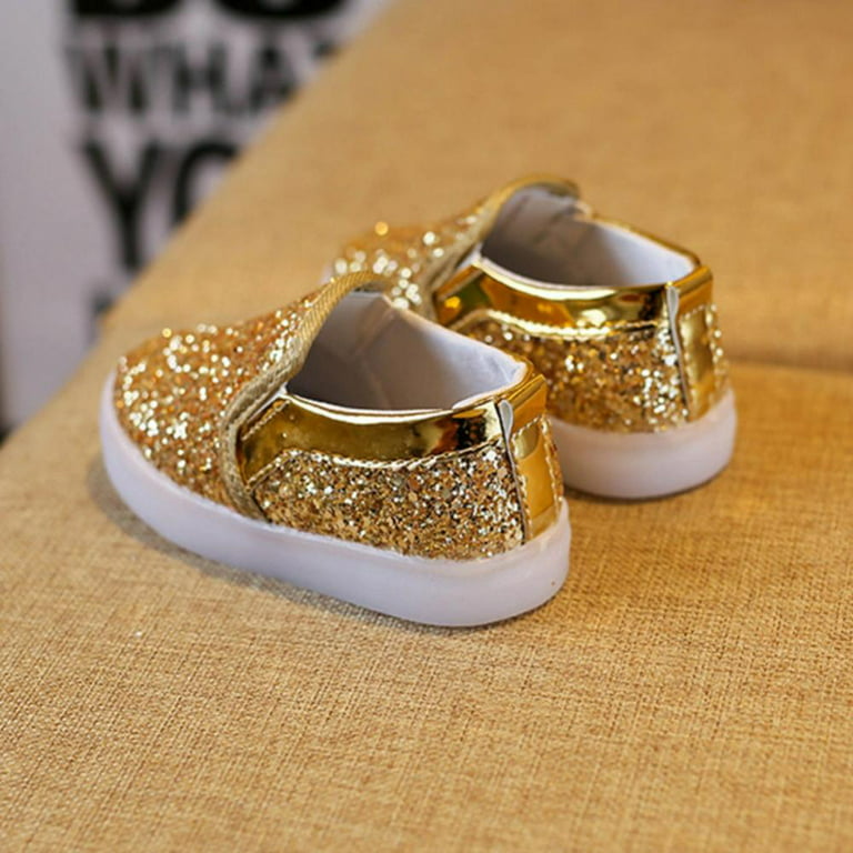 Women's Sneakers Bling Bling Shoes Plus Size Slip-On Sneakers Daily Sequin Flat Heel Round Toe Casual Glitter Loafer Black Golden Brown