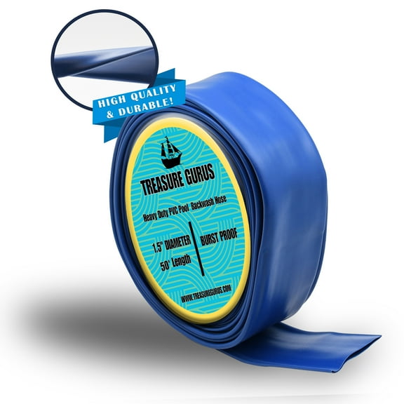 Filter Backwash Hose Swimming Pool Waste Water Line for Pump Draining Cleaning 1.5" Diameter Blue