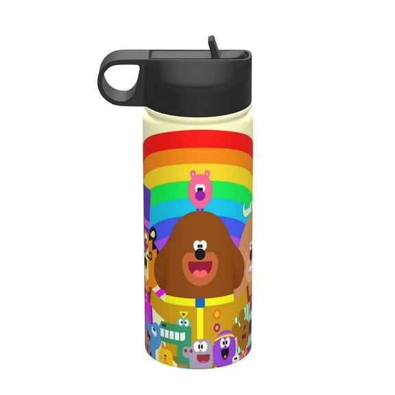 Hey Duggee Kids Insulated Water Bottle With Straw - 18 Oz Stainless Steel Double Wall Vacuum Cup, Leakproof, Bpa Free, Suitable For Boys And Girls