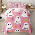 thumbnail image 2 of Feelyou Cartoon Ghost Boo Twin Quilt Set, Cute Polka Dot Twin Coverlet Set, Pink White, 2 Pieces, 1 Comforter and 1 Pillowcase, 2 of 7
