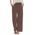 thumbnail image 5 of Certgust Under $25 Wide Leg Pants for Women Wide Leg Pants for Women Plus Size Flowy Drawstring Elastic Waist with Pockets Summer Beach, 5 of 8