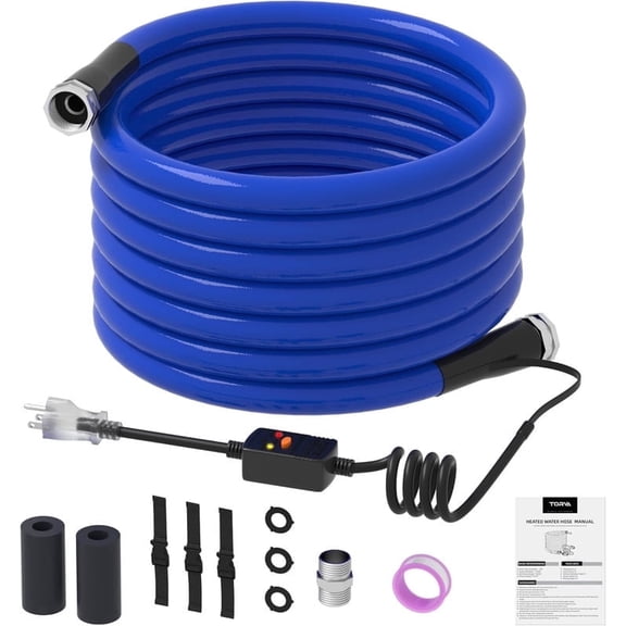 25FT Heated Water Hose for RV, Heated Drinking Water Hose with Lead and BPA Free, Electrically Heated Garden Hoses with Insulating Sponge for Camper Water Supply RV Accessories