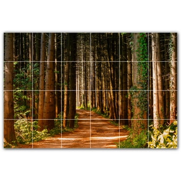 Picture-Tiles.com: Trees Ceramic Tile Wall Mural WAL501030-64L. 48"W x 32"H using (24) 8" x 8" Ceramic Tiles-Satin Finish