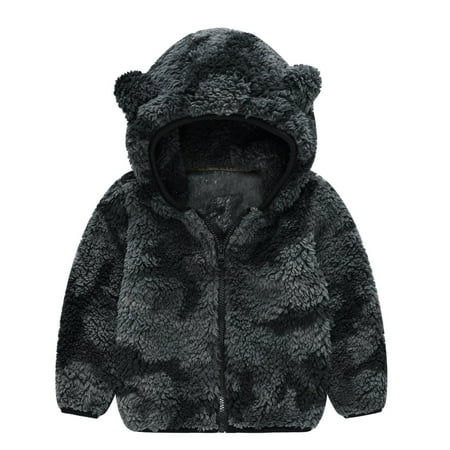 

RPVATI Toddler Baby Child Children Kids Zip Up Printed Hooded Coat Thicken Fleece Jacket Long Sleeve Winter Warm Outerwear 1Y-5Y