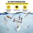 thumbnail image 3 of KFFKFF Manual Meat Grinder, All Parts Stainless Steel, Hand Operated Meat Grinding Machine with Tabletop Clamp, 2 Grinding Plates & Sausage Stuffer, Ideal for Home Kitchen Restaurant Butcher’s Shop, 3 of 9