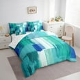 thumbnail image 3 of Castle Fairy Teal Rectangle 7-Piece Bedding Comforter Set for Boys,Abstract Gradient King Bedding Sets,Minimalism Geometric Ultra Soft Bed Sheets,Breathable Home Decor, 3 of 7