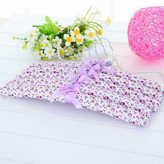 5PCS Padded Clothes Hangers for Sweaters, Women Padded Coat Hangers, 15 inch Anti Slip Sweater Hangers No Shoulder Bump Thick Padded Clothes Hangers for Adults Wedding Bridesmaid (Random colors)