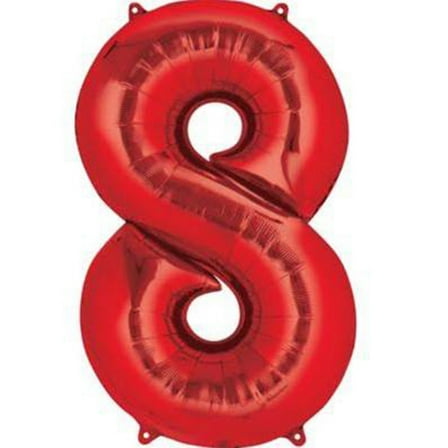 Giant Red Number 8 Foil Balloon 34"