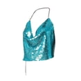 thumbnail image 2 of Seyurigaoka Women Sparkle Sequin Spaghetti Strap Crop Tops Rhinestone Shining Camisole Vest Nightclub Party Glitter Tank Tops Clubwear, 2 of 3