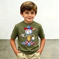 thumbnail image 2 of Ruiwill Toddler Boys Tops Baseball Print Crew Neck Short Sleeve Tees Summer Stretchy School Casual Boy Tops Size 2-3 Years Army Green, 2 of 4