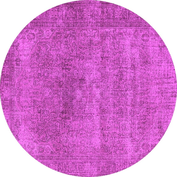 Ahgly Company Indoor Round Oriental Pink Industrial Area Rugs, 6' Round