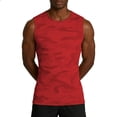 thumbnail image 5 of Men's Camo Print Sleeveless Tank Top, Quick Dry Workout Muscle Tee, Crew Neck Breathable Gym Shirt for Running, Training & Casual Wear Red XL, 5 of 5