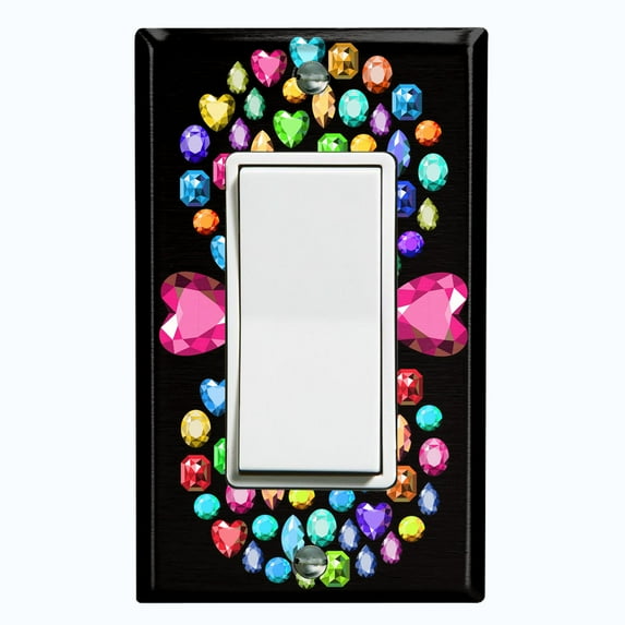 Metal Light Switch Plate Cover Colorful Multi-Shaped Gemstone Circle DIA005