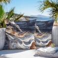 thumbnail image 5 of Waterproof Throw Pillow Covers Set of 2, 24x24 Inch Orange Navy Blue Decorative Pillowcases Outdoor Pillow Slip Cushion Covers Set for Couch Tent Marble Stone Abstract Art, 5 of 7