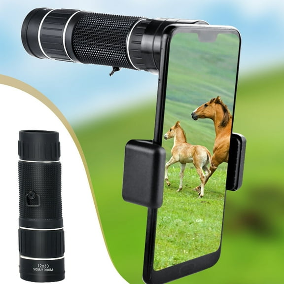 Latrodar Tube Telescope With 12x Magnification High Definition Low Enduring th Phone Camera Clip Black 6.4x2.4 Inch Home Essentials
