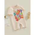 thumbnail image 2 of Bagilaanoe Newborn Baby Girl Boys Summer Jumpsuit Flower Letters Print Short Sleeve Bodysuit 3M 6M 12M 18M Infant Casual One Piece Romper, 2 of 8