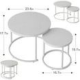 thumbnail image 2 of Nesting Coffee Table, 23.6" Round Coffee Table Set of 2, Wooden Nesting Table Set with Metal Frame, Side Tables for Living Room Bedroom Balcony, White, 2 of 12