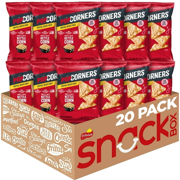 PopCorners No Artificial Colors or Flavors Kettle Corn Popped Corn Chips Bag, 1 oz, 20 pack