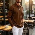 thumbnail image 3 of Oazcsf Men's Polo Shirts Casual Long Sleeve Button Down Polo Shirt Slim Fit Business Tshirts Collared Classic Golf Shirts, 3 of 5