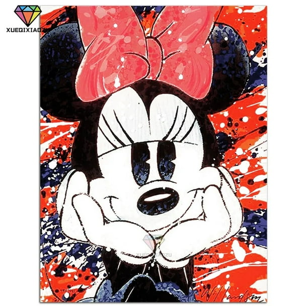 Disney-pintura de diamantes de dibujos animados, Mickey Mouse, bordado de mosaico de taladro redondo completo, arte de punto de cruz, decoración DIY para habitación de niños