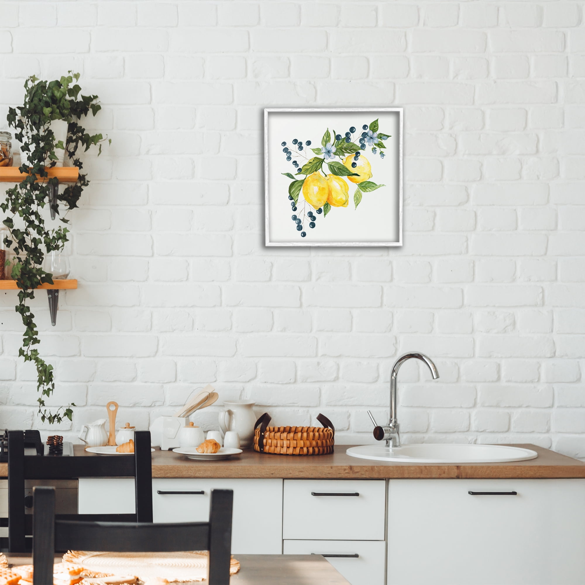 Stupell Industries Lemon Branch with Berries White Framed Giclee Art, design by Livi Finn