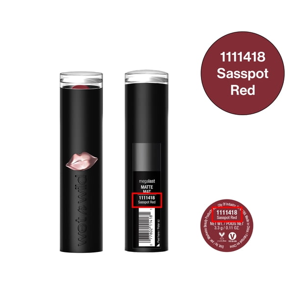 wet n wild MegaLast, Matte Lip Color, 1111418 Sasspot Red, 0.11 oz