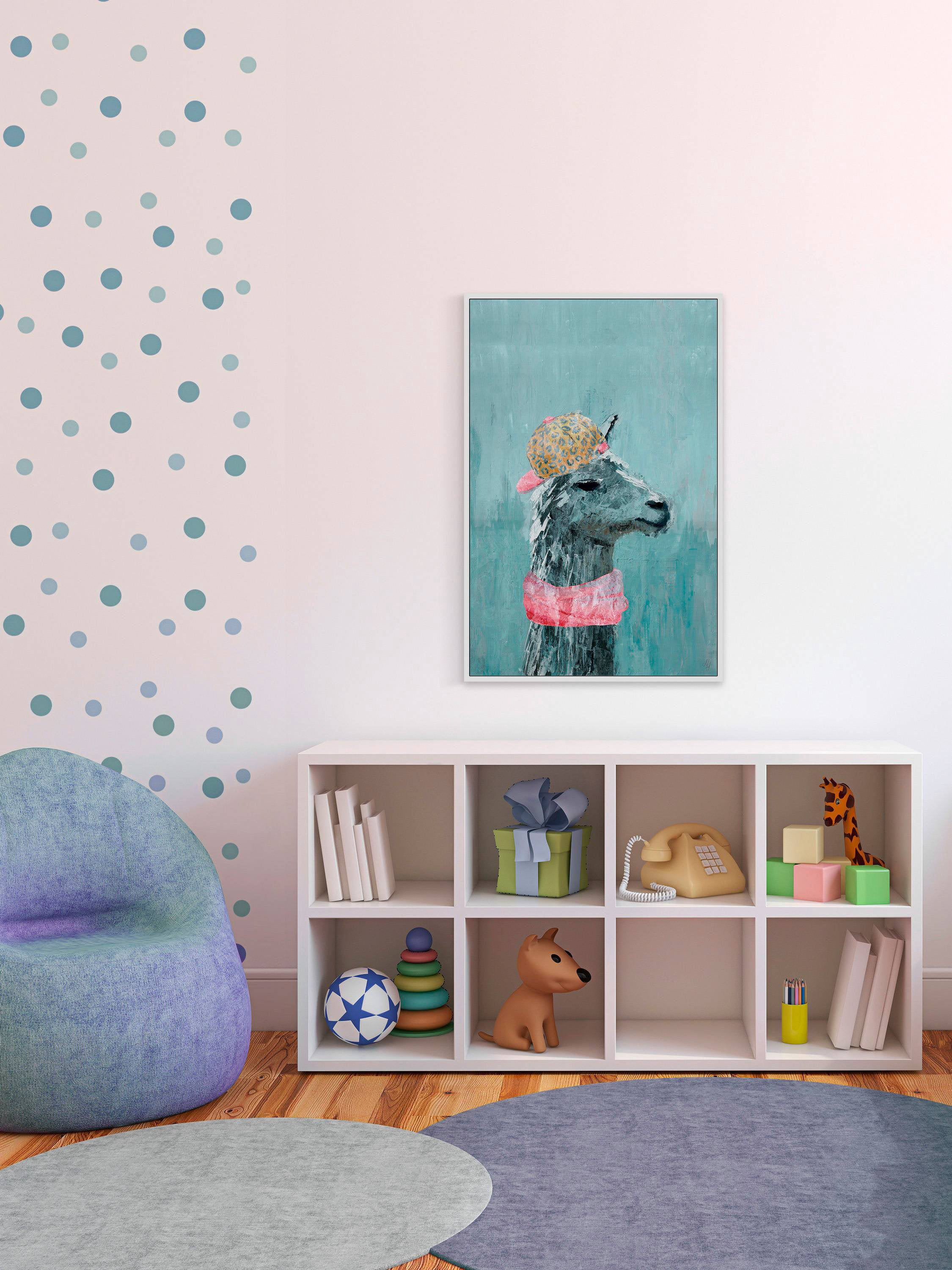 Hiphop Llama Floater Framed Painting Print on Canvas