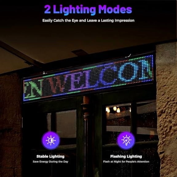 40x8" LED Sign Programmable Scrolling Message Display Board Advertising Ultra-thin Flexible Bluetooth LED Screen Car LED Sign with WiFi USB for Advertising Programmable Scrolling S