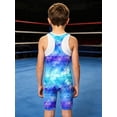 thumbnail image 6 of Hansber Boys Sleeveless Sports Gym Leotard Powerlifting Singlet Racerback Suspenders Shorts Jumpsuit Boxing Biketard Blue 14, 6 of 7
