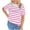 Hot Pink, variant on Womens Striped T Shirts Short Sleeved Round Neck Stripe Tops Comforty Soft Cotton Shirt Casual Loose Blouses Summer Tees Clothing