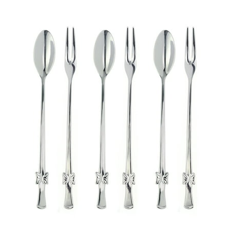 

Farfelle Bow Afternoon High Tea Stainless Steel 6-Piece Spoon and Fork Set Made in Korea