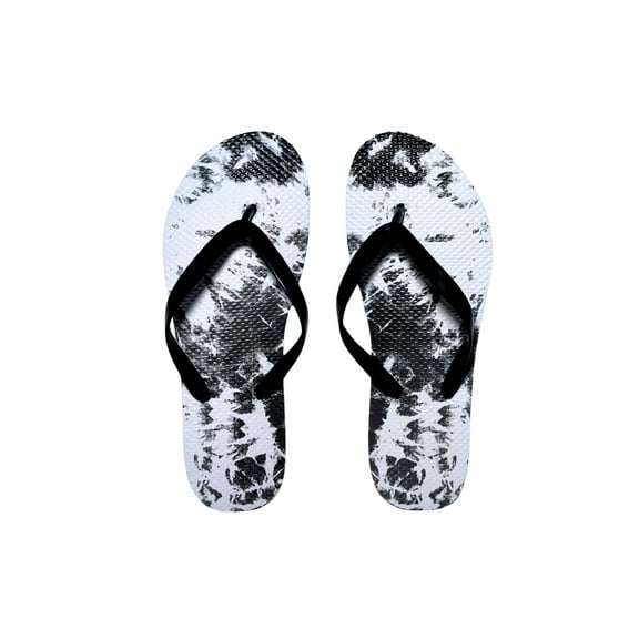 West Loop Women's Flip Flop Sandals, Black & White, Medium