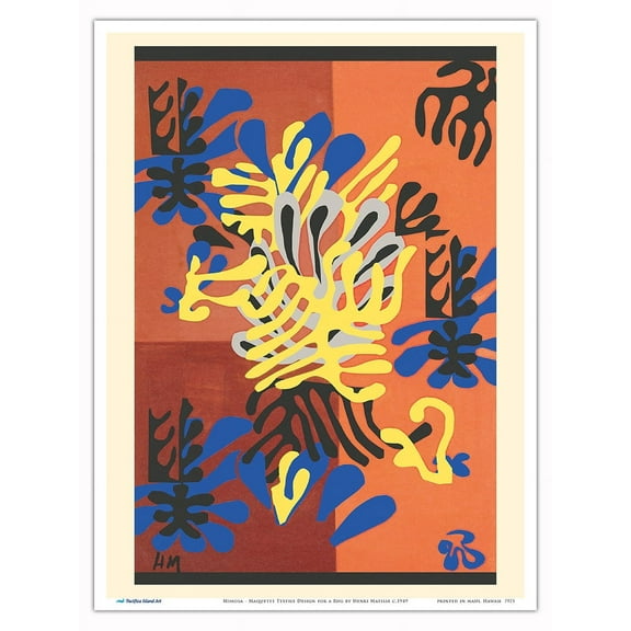 Mimosa - Maquette Textile Design for a Rug - From an Original Cut-Out Artwork by Henri Matisse c.1949 - Master Art Print (Unframed) 9in x 12in