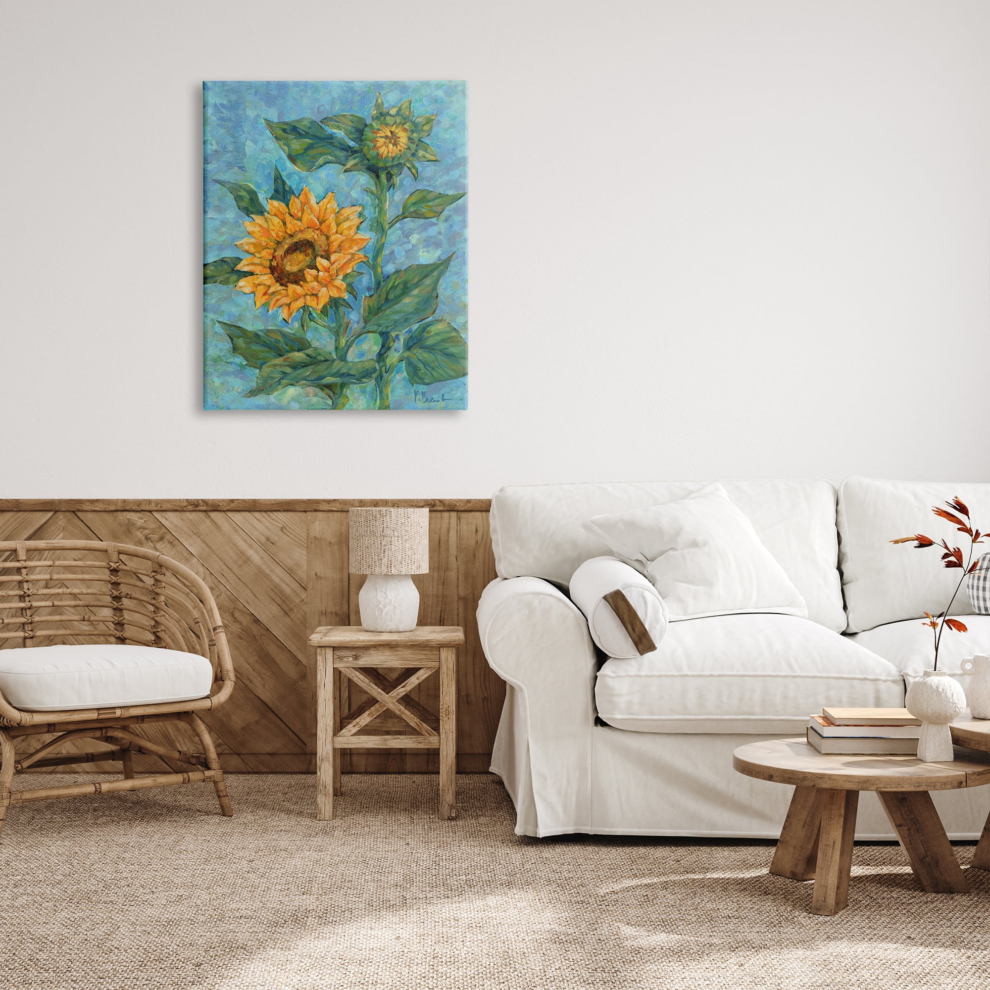 Stupell Industries Classic Style Sunflower Buds Botanical & Floral Painting Gallery Wrapped Canvas Art Print Wall Art, 30 x 40