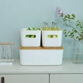 thumbnail image 4 of 2PCS Plastic Storage Bins with Bamboo lids Stackable Storage Containers for Organizing, Bundled with Labels and Marker 10.24 x 7.01 x 6.1 inch(Set of 3), 4 of 8
