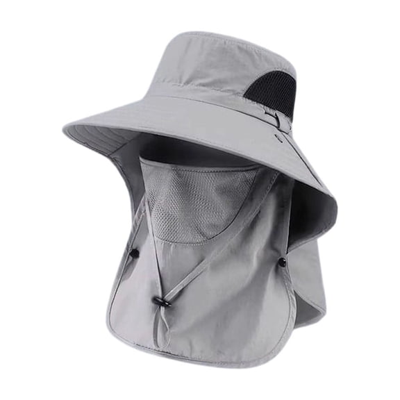 Pxyqht Men's Sun Hat with Removable Face Neck Flap, Wide Brim Boonie Hat for Outdoor Activities, Breathable Mesh Cap for Hiking, Fishing, Camping, Gardening