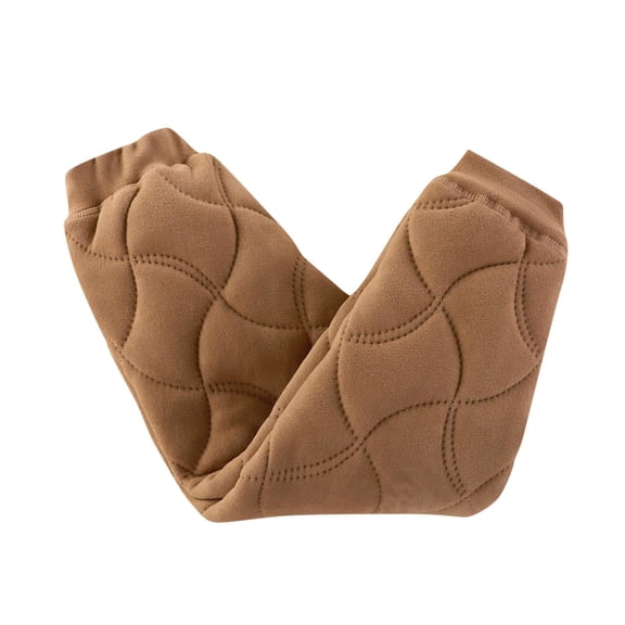Nilvkv Girls Sweatpants, Kids Pants, Wave Pattern Quilted Fleece Lined Joggers with Elastic Waist and Cuffed Legs for Cozy Winter Brown 11-12 Years