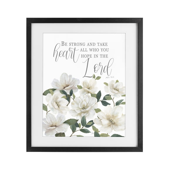 Stupell Industries Traditional Be Strong And Take Heart Black Framed Print Under Glass, 13 x 16, by Nan