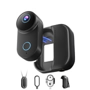 NUISK Black 4K Action Camera, with charging dock, 32GB microSD card, mini wearable camera, magnetic mount, and multi-clip accessories.