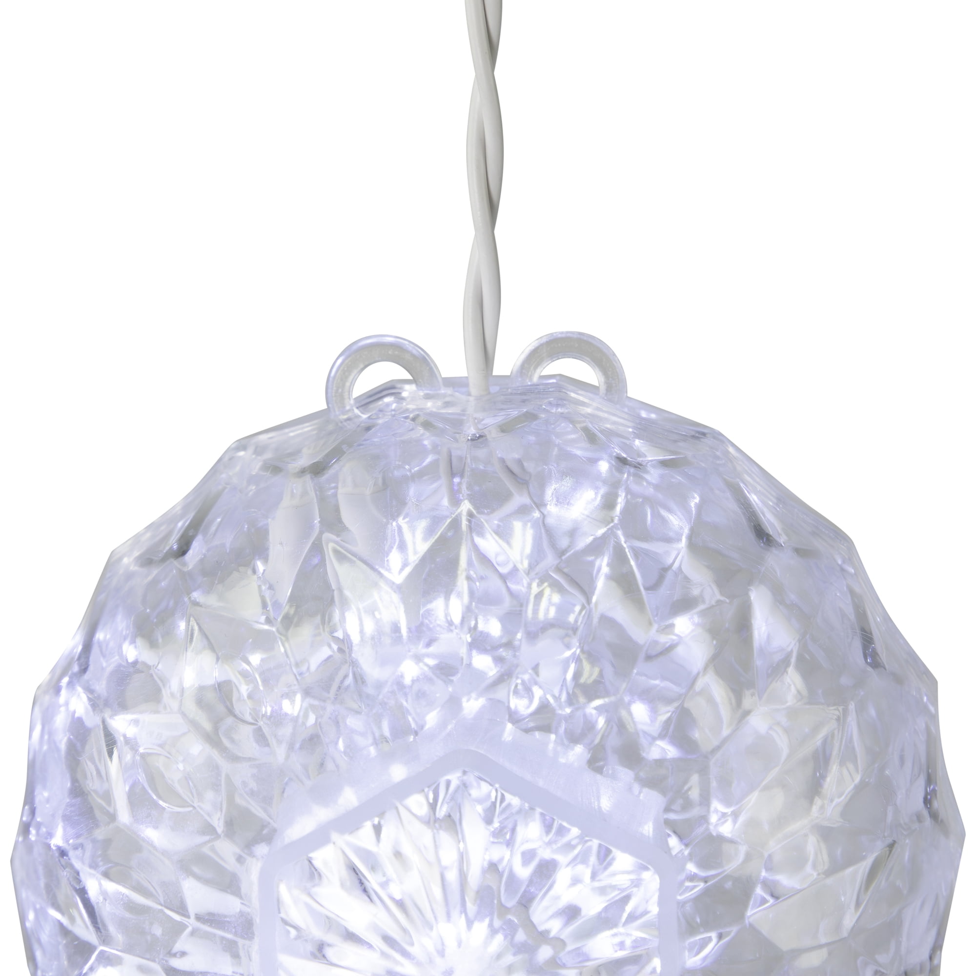 6" Clear LED Hanging Crystal Sphere Ball Outdoor Christmas Decoration