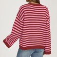 thumbnail image 2 of JUUNthy Sweater for Womens, Striped Pullover Round Neck Long Sleeve Loose Casual Knitted Tops Pink XL, 2 of 13