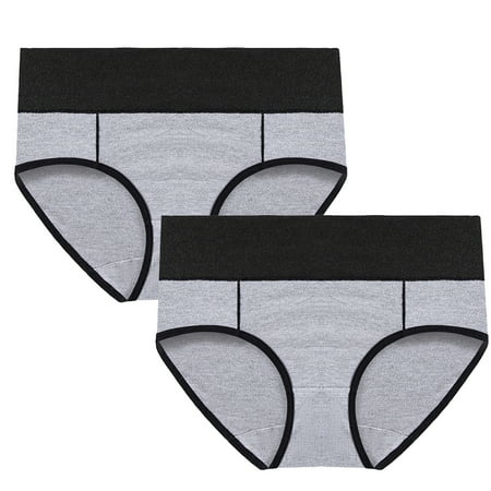 Scyoekwg Womens Underwear Cotton Patchwork Stretchy Comfort Seamless Hip Lifting Mid Waisted Underwear Ladies Underpants Hipster Panties Pack of 2(Gray XXXXXL)