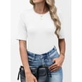 thumbnail image 5 of ANRABESS Womens Half Sleeve Tops Crewneck Shirts Basic Fit Tee Trendy 2026 Spring Summer Business Casual T-Shirts White L, 5 of 7