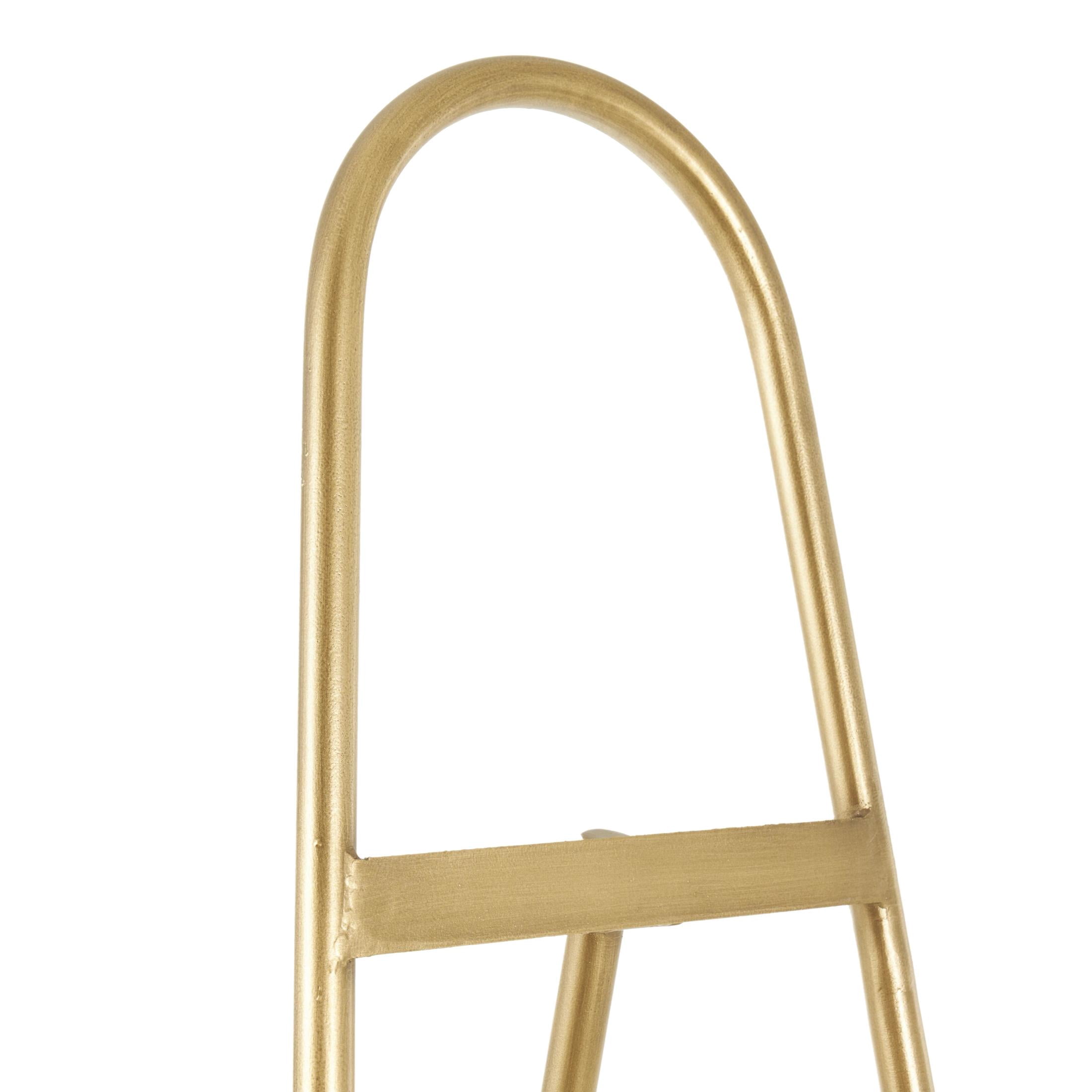 DecMode 19" x 63" Gold Metal Arched Adjustable Floor 2 Tier Leaf Easel with Vine Emblem, 1-Piece