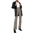 thumbnail image 4 of VISgogo Pantalones de pierna recta para mujer, pantalones de cintura alta con estampado estampado, marrón / negro / verde / azul / café VISgogo moda, 4 of 9