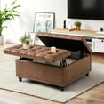 thumbnail image 5 of Magic Union 35 Inch Extra Large Ottoman with Storage, Large Square Storage Ottoman Coffee Table with Lift Top Tufted Linen Look upholstered Ottomans for Living Room, 5 of 8