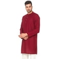 thumbnail image 2 of In-Sattva Men's Indian Mandarin Collar Handcrafted Fine Embroidered Kurta Tunic; Maroon; MD, 2 of 3