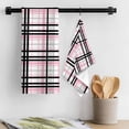 thumbnail image 3 of Pink Black Plaid Kitchen Towel Dish Cloths Set of 4, Microfiber Soft Kitchen Hand Towels, Farmhouse Pink Black Checkered Absorbent Quick Drying Dishcloths 18 x 28 Inches, 3 of 8