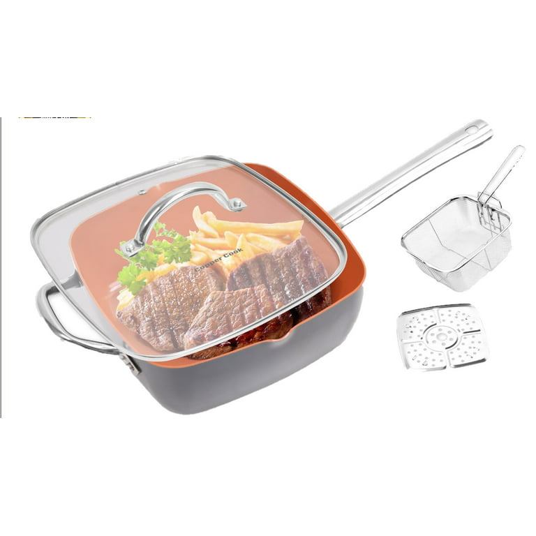 Kitchen Sense 9.5” Copper Non-Stick Fry Pan with Wide Edge 